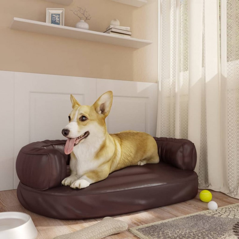   Cama para perros de espuma cuero sintético marrón 60x42 cm