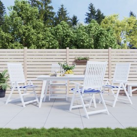 Cojines silla jardín 4 uds tela a rayas azul y blanco 40x40x3cm