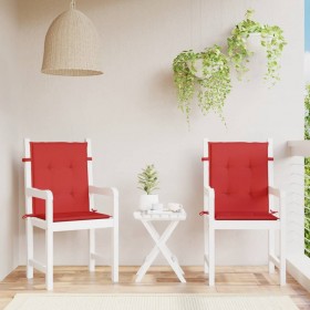 Cojín silla jardín respaldo bajo 2 uds tela Oxford rojo
