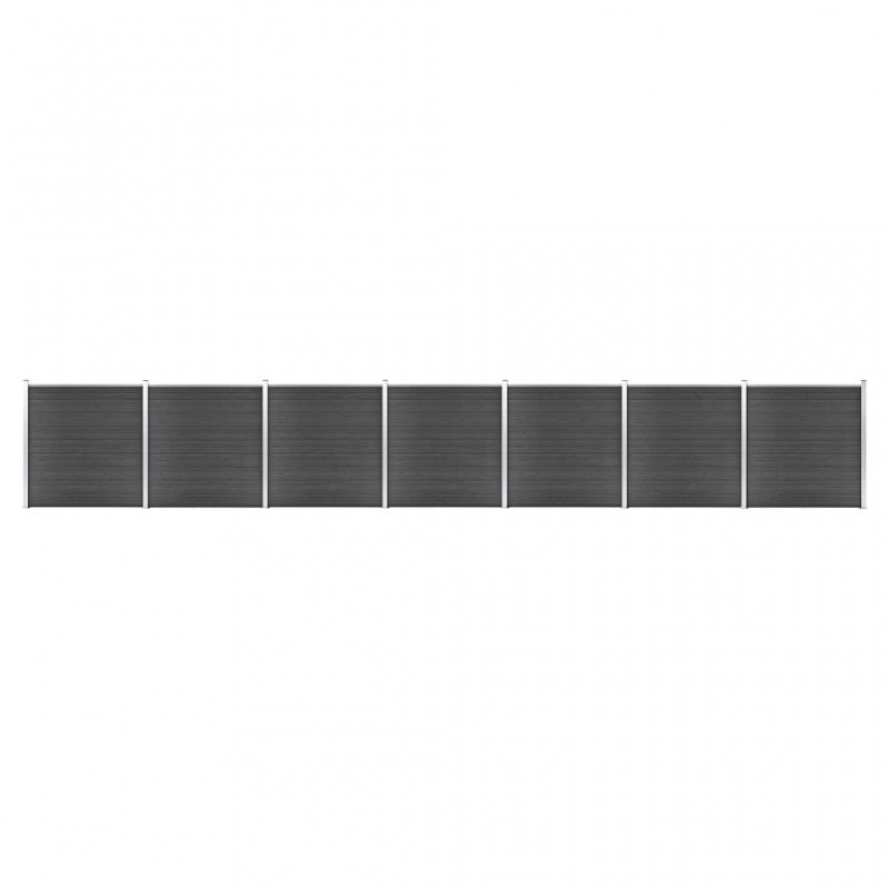   Juego de paneles de valla WPC negro 1218x186 cm