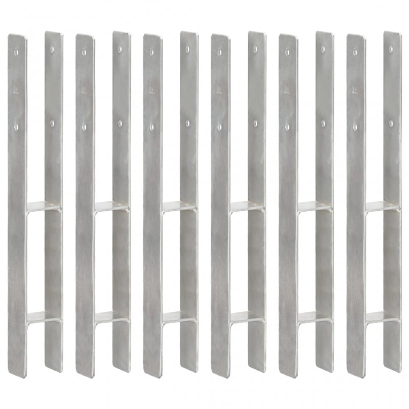   Anclajes de valla 6 uds acero galvanizado plateado 7x6x60 cm