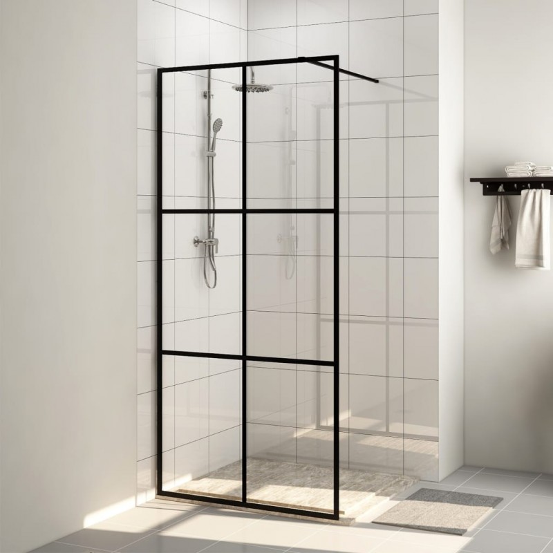   Mampara ducha accesible vidrio ESG transparente negro 115x195cm